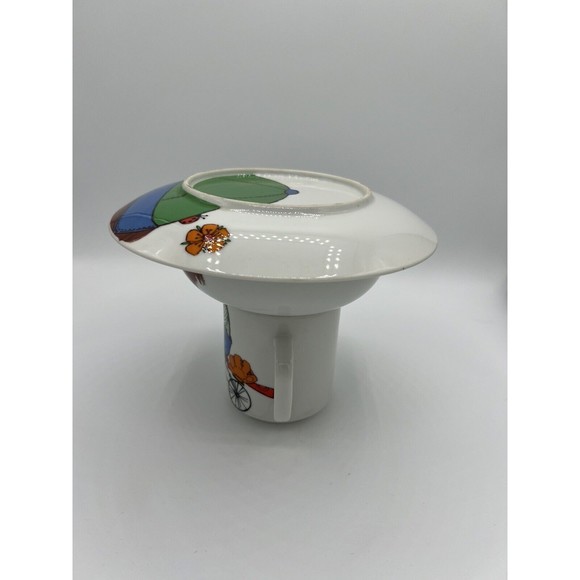 Vintage 3pc Stackable Mug, Bowl, Cup - Boy On Bike - Made In Japan For Kmart - Picture 3 of 10